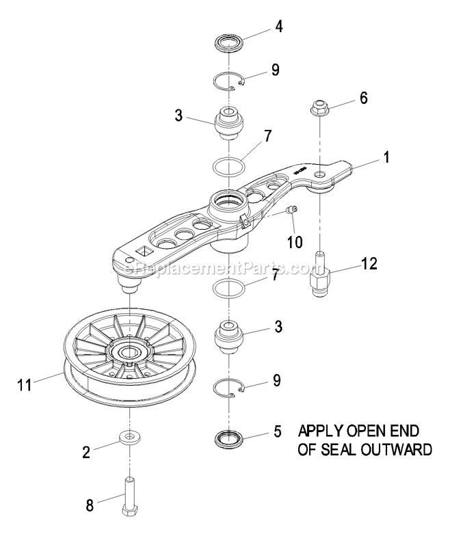 Pump Idler Assembly Diagram and Parts List for LZZ23KA526 (790000-849999)(2009) Exmark Lawn Mower