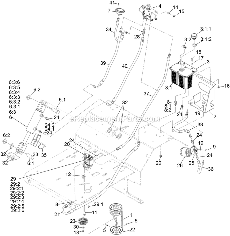 Auxiliary Hydraulic Assembly Diagram and Parts List for SAR481KA30 (314000000-314999999)(2014) Exmark Aerator