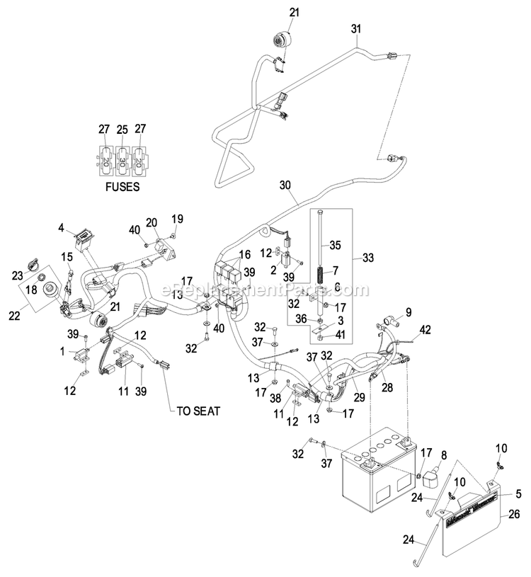 Electrical Group Diagram and Parts List for NAV27KCCA (850000-919999)(2010) Exmark Lawn Mower
