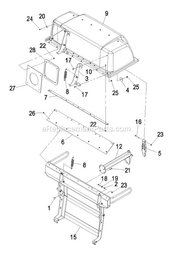 Hood And Frame Assembly (1) Diagram and Parts List for LZUV3B (790000-849999)(2009) Exmark Lawn Tractor Accessories