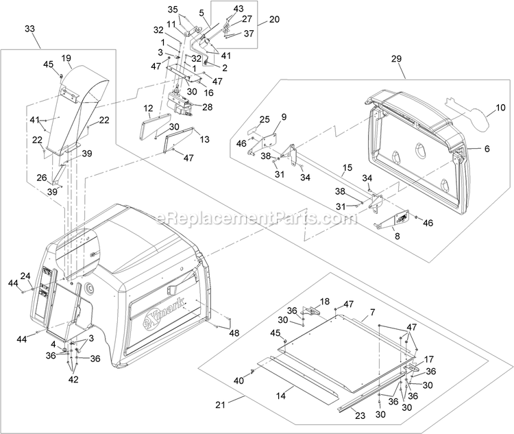 Hopper Assembly (2) Diagram and Parts List for NV730EKC (312000000-312999999)(2012) Exmark Lawn Mower