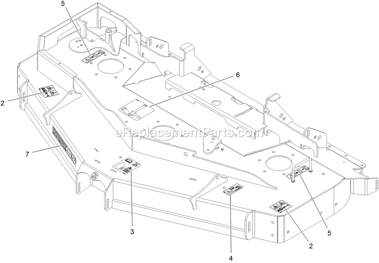 Deck With Decals Assembly (1) Diagram and Parts List for LZS902DKU60R00 (316000000-399999999)(2016) Exmark Lawn Mower