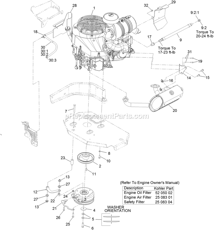Engine Assembly Diagram and Parts List for LZX940AKC606T0 (315000000-315999999)(2015) Exmark Lawn Mower