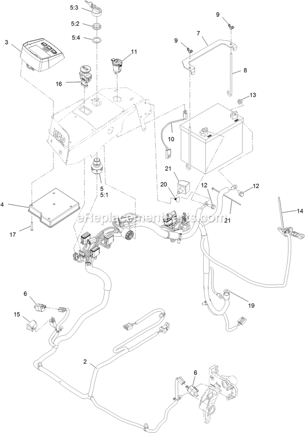 Electrical Assembly Diagram and Parts List for LZX940EKC60RW0 (402082300-404314158)(2018) Exmark Lawn Mower
