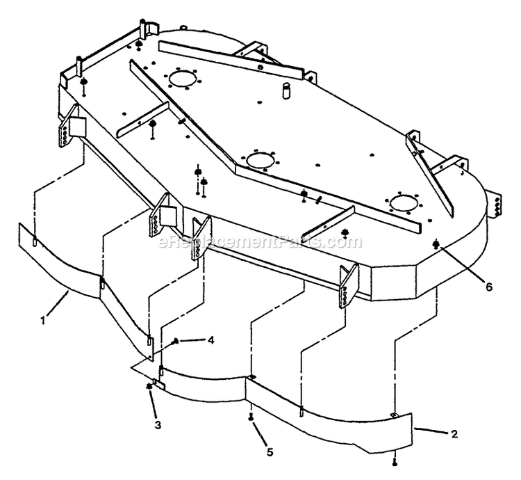 Flow Control Baffles Diagram and Parts List for TR-22KC (115000-129999)(1996) Exmark Lawn Mower