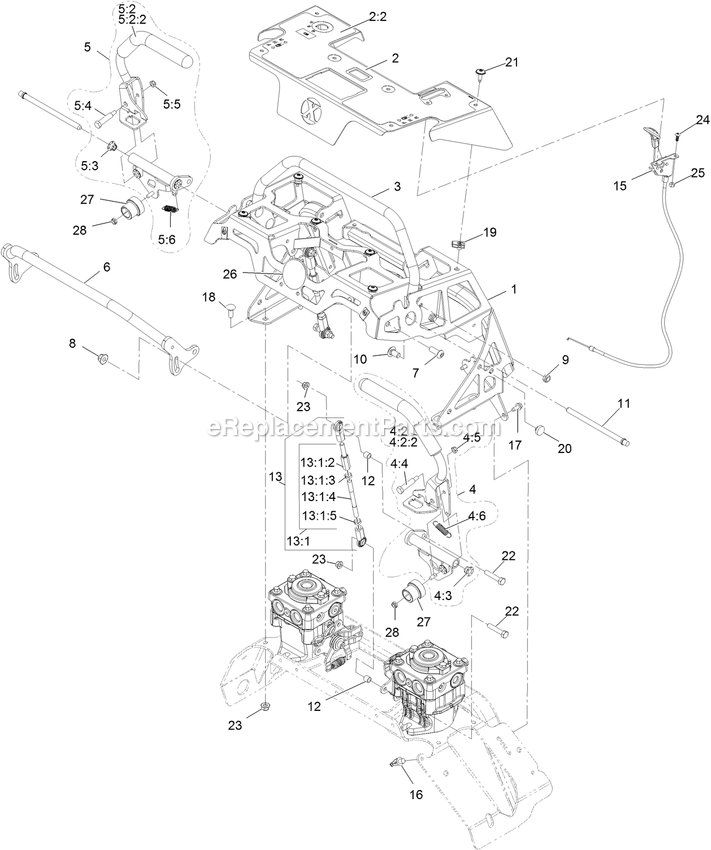 Controls Assembly Diagram and Parts List for STS650AKC48400 (404314159-406294344)(2019) Exmark Lawn Mower