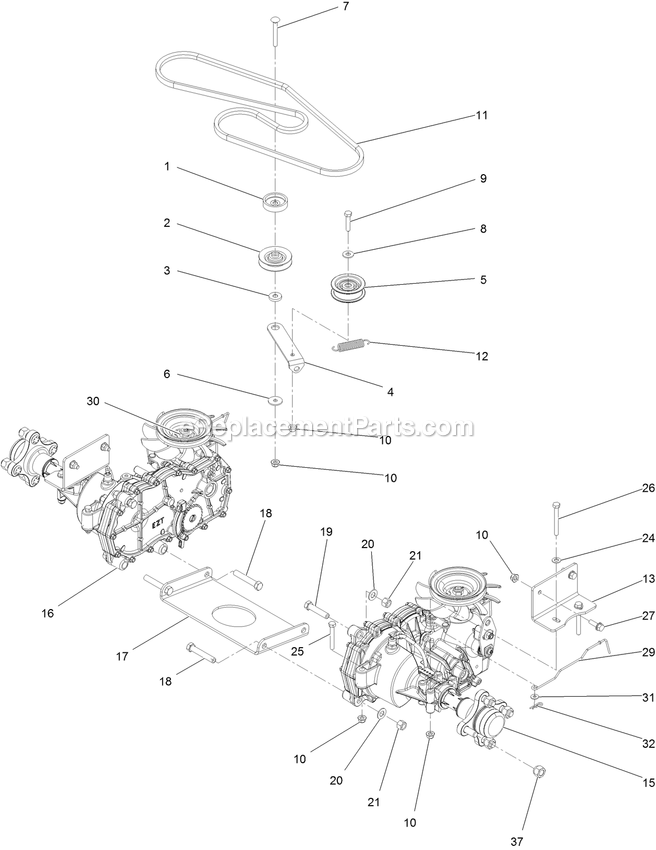 Traction Drive Assembly Diagram and Parts List for QTE708GEM50200 (400000000-402082299)(2017) Exmark Lawn Mower