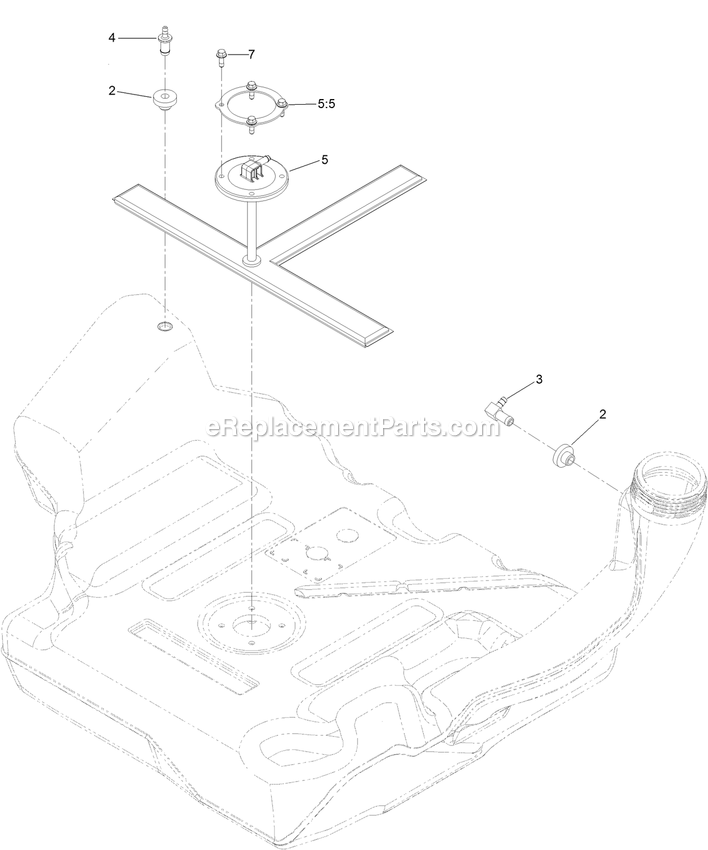 Fuel Tank Assembly Diagram and Parts List for RAE691GKA48C00 (408644346-999999999)(2021) Exmark Lawn Mower