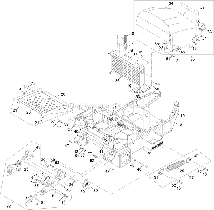 Main Frame Group (2) Diagram and Parts List for FR20KC (600000-669999)(2006) Exmark Lawn Mower