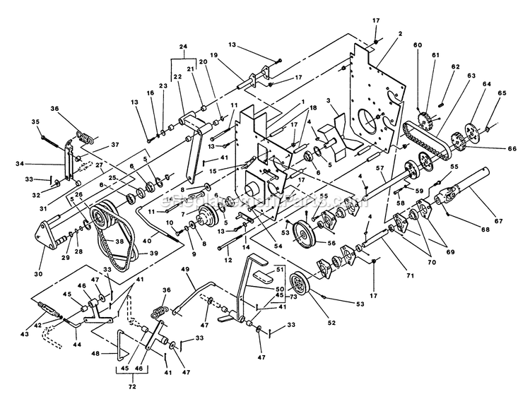 Blower, Primary And Secondary Transfer Group Diagram and Parts List for EX1800  Exmark Lawn Mower