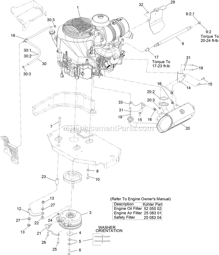 Engine Assembly Diagram and Parts List for LZX980EKC72600 (316000000-399999999)(2016) Exmark Lawn Mower