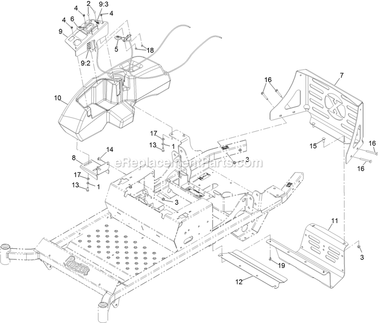 Controls Assembly Diagram and Parts List for PNS600KA443 (313000000-313999999)(2013) Exmark Lawn Mower