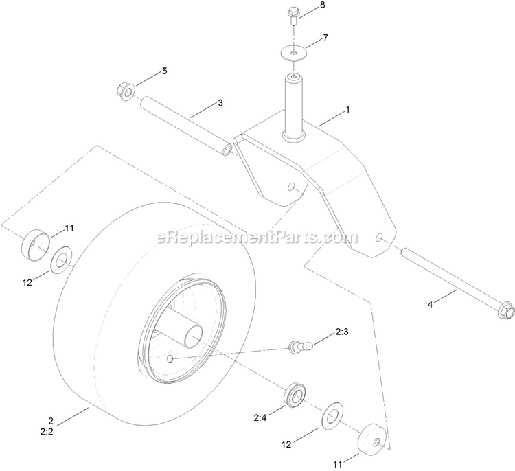 Caster, Wheel And Tire Assembly Diagram and Parts List for QTS708GEM60200 (400000000-402082299)(2017) Exmark Lawn Mower