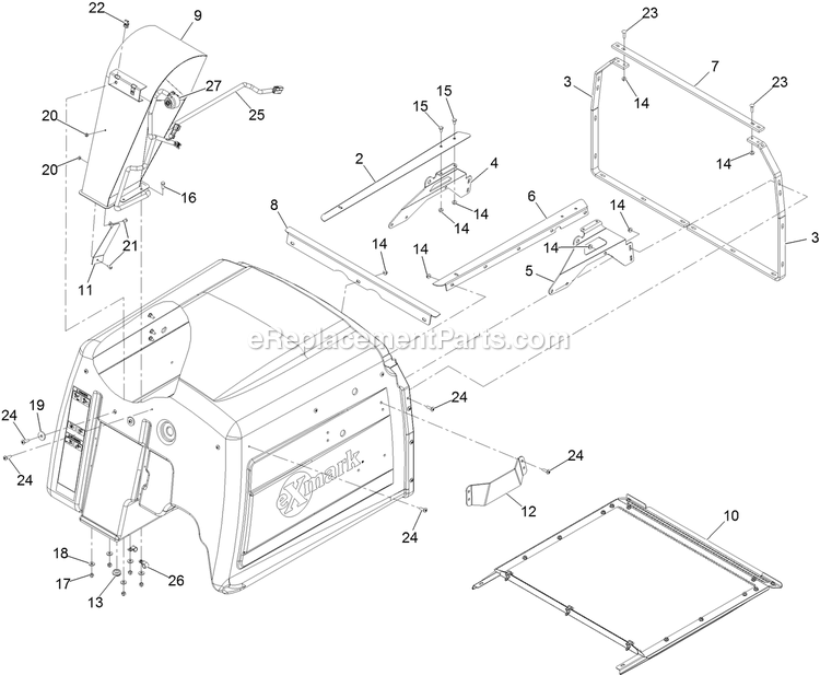 Hopper Assembly (2) Diagram and Parts List for NVS640CKC42000 (315000000-315999999)(2015) Exmark Lawn Mower