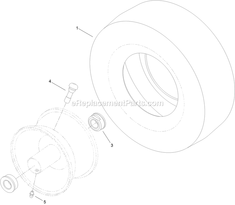 13 Inch Wheel And Tire Assembly Diagram and Parts List for QTS725GKC50200 (315000000-315999999)(2015) Exmark Lawn Mower