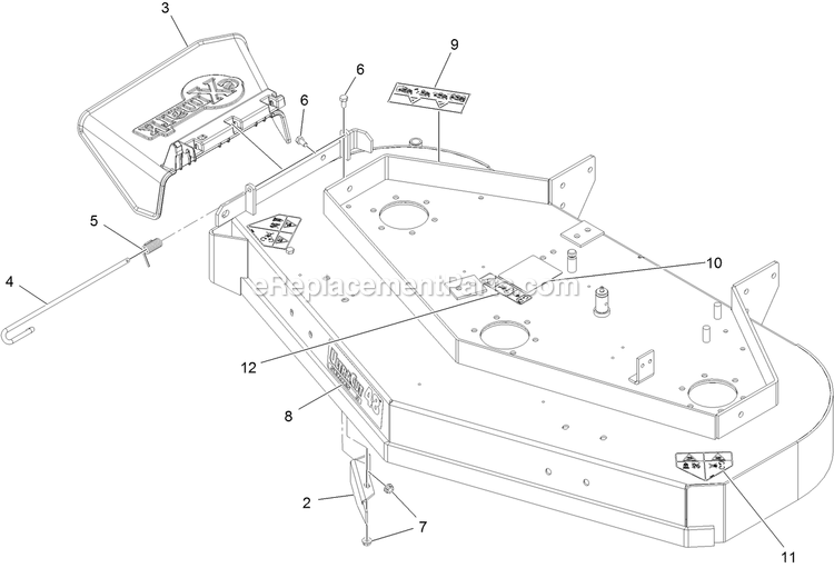 Deck With Decals Assembly (1) Diagram and Parts List for VHS481GKA48300 (315000000-315999999)(2015) Exmark Lawn Mower