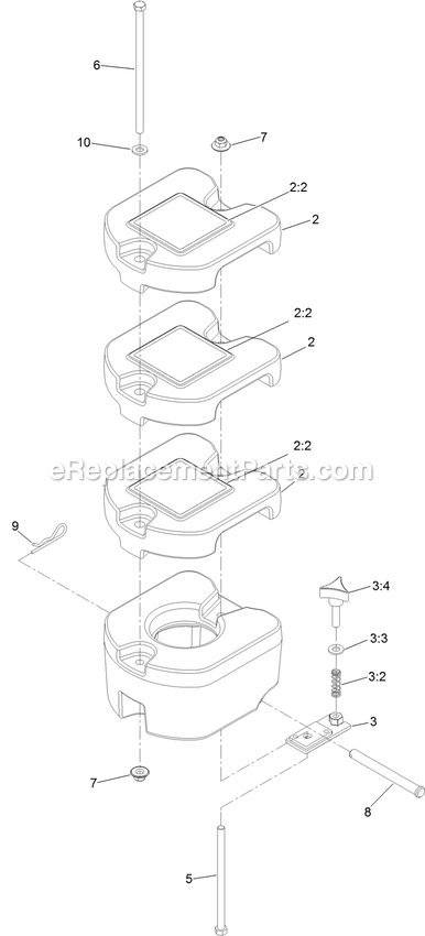 Weight Assembly Diagram and Parts List for 126-8680 (406294345-408644345)(2020) Exmark Lawn Tractor Accessories