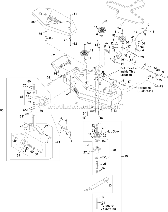 Mower Deck Assembly Diagram and Parts List for VH481KA483 (313000000-313999999)(2013) Exmark Lawn Mower