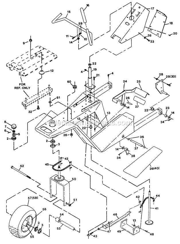 Rider Frame And Steering Diagram and Parts List for TR-20KC (102000-114999)(1995) Exmark Lawn Mower