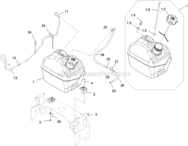 Fuel Assembly Diagram and Parts List for TTX650EKC604N0 (400000000-402082299)(2017) Exmark Lawn Mower