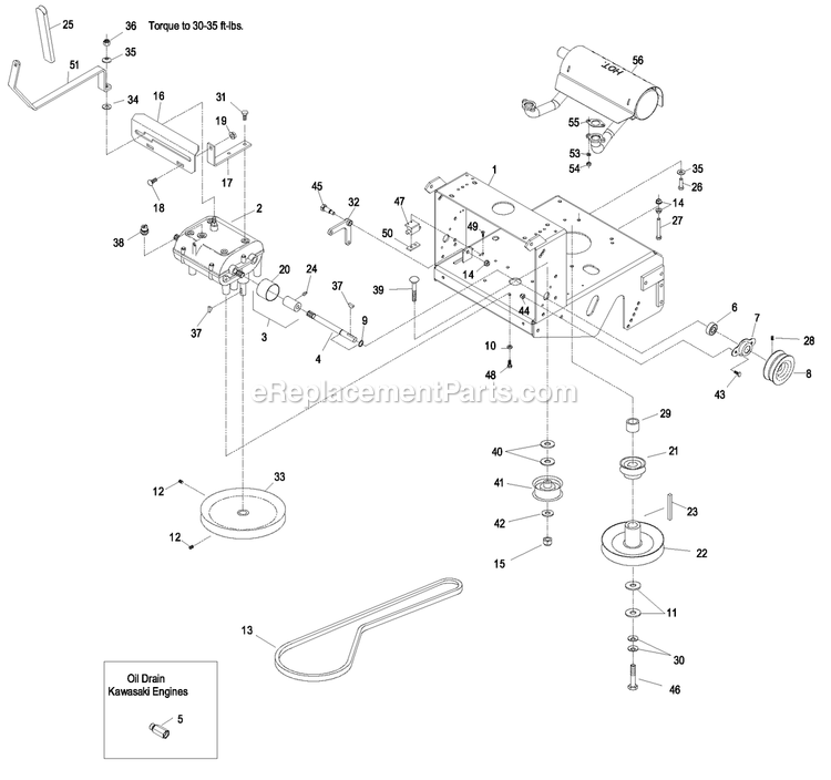 Engine Deck Group (1) Diagram and Parts List for M16KA362P (850000-919999)(2010) Exmark Lawn Mower