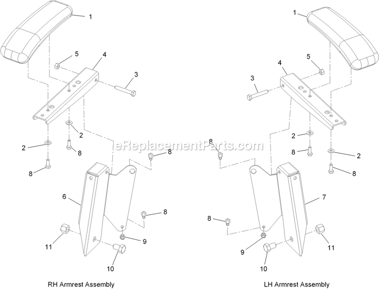 Armrest Kit Assembly Diagram and Parts List for QTE691KA501 (313000000-313999999)(2013) Exmark Lawn Mower