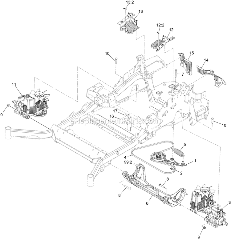 Hydraulic Assembly Diagram and Parts List for LZX940AKC606T0 (315000000-315999999)(2015) Exmark Lawn Mower