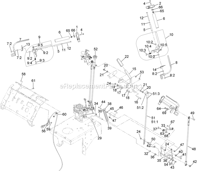 Controls Assembly Diagram and Parts List for VTX730EKC52400 (316000000-399999999)(2016) Exmark Lawn Mower