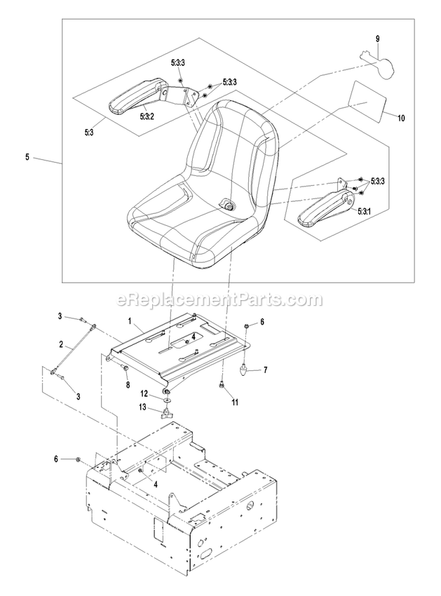 Seat Group (1) Diagram and Parts List for QST20BE422 (790000-849999)(2009) Exmark Lawn Mower