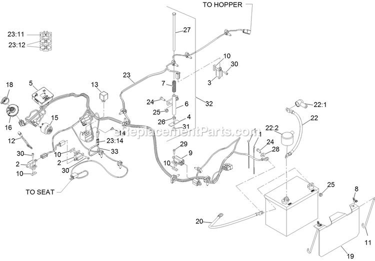 Electrical Assembly Diagram and Parts List for NV730EKC48 (313000000-313999999)(2013) Exmark Lawn Mower