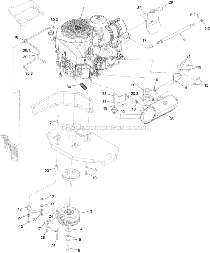 Engine Assembly Diagram and Parts List for LZX940EKC606W0 (400000000-402082299)(2017) Exmark Lawn Mower