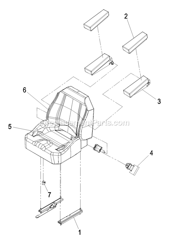 Seat With Tracks Assembly Diagram and Parts List for LZAS20BV484 (790000-849999)(2009) Exmark Lawn Mower