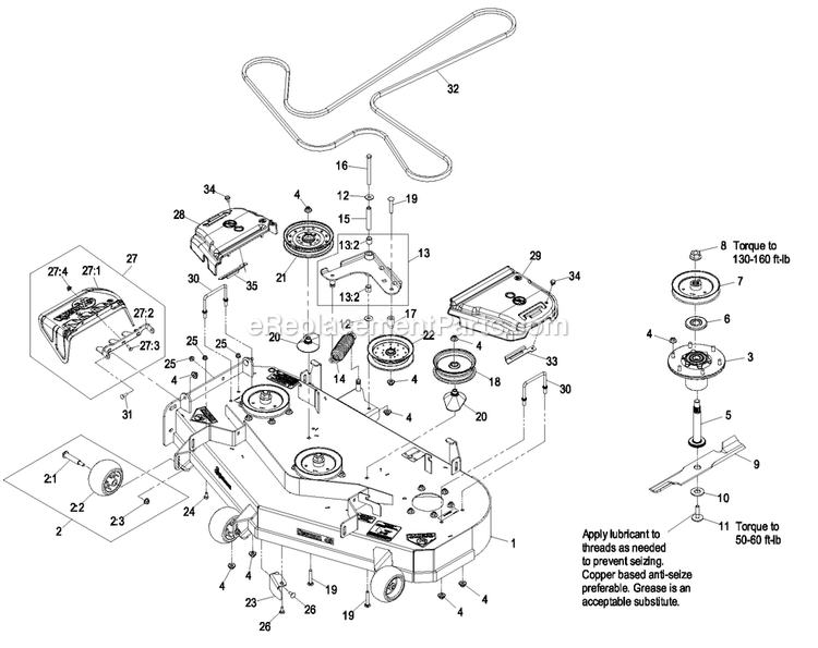 Deck Group (2) Diagram and Parts List for QSP20BV443 (850000-919999)(2010) Exmark Lawn Mower
