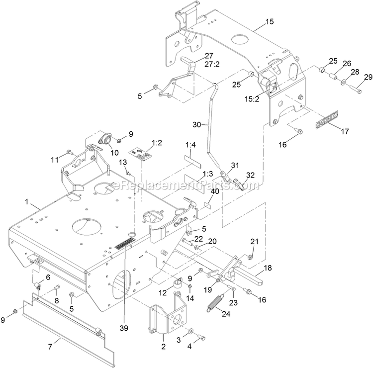 Engine Deck Diagram and Parts List for TTS541GKA52300 (315000000-315999999)(2015) Exmark Lawn Mower