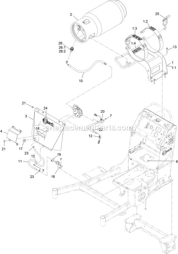 Fuel Assembly Diagram and Parts List for VTS740PKC60400 (400000000-499999999)(2017) Exmark Lawn Mower