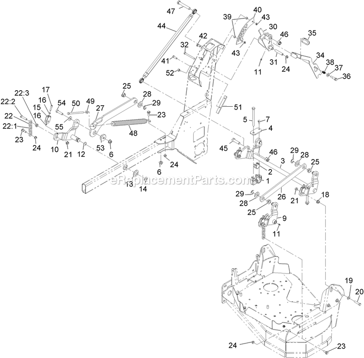 Deck Lift Assembly Diagram and Parts List for VT18KA363 (920000-999999)(2011) Exmark Lawn Mower