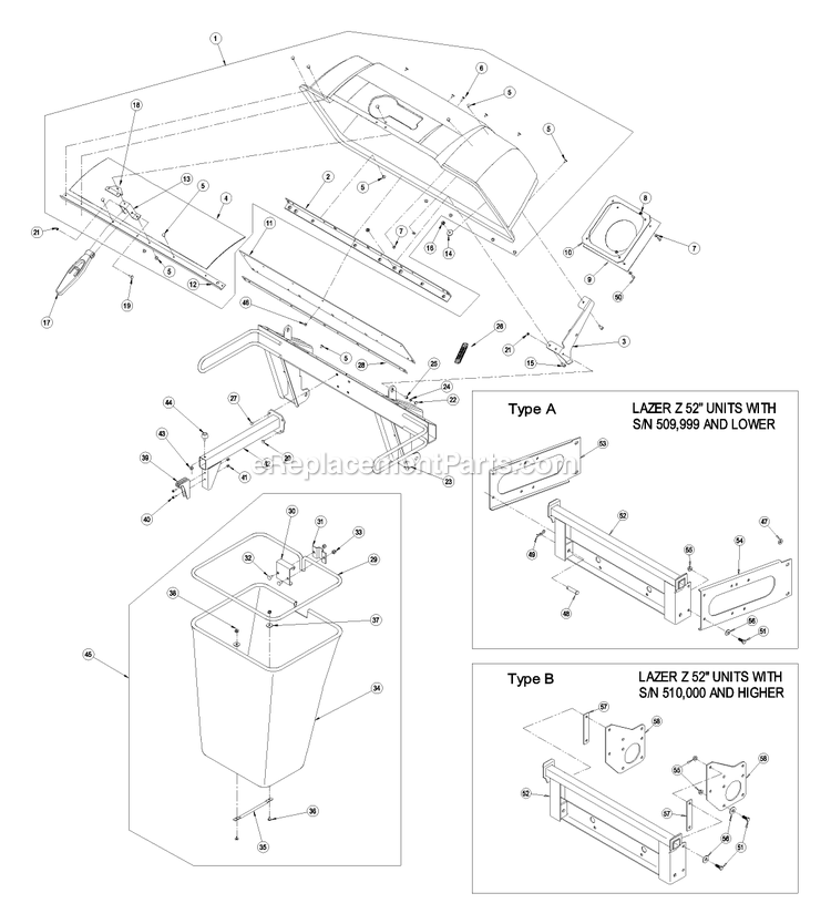 Hood And Bag Assembly (2) Diagram and Parts List for LZUV52 (510000-599999)(2005) Exmark Lawn Tractor Accessories