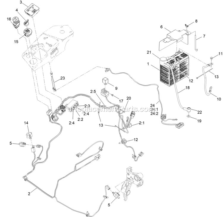 Electrical Assembly Diagram and Parts List for LZX993EBV606X1 (411294212-999999999)(2022) Exmark Lawn Mower