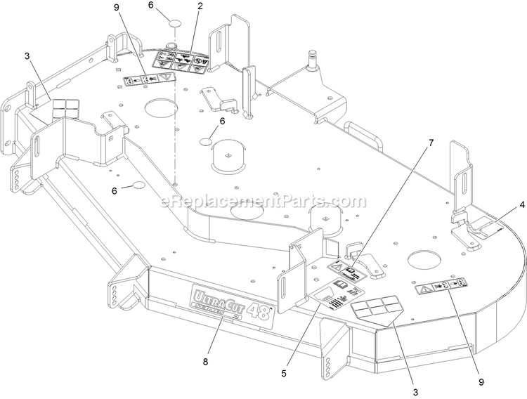 Deck With Decals Assembly Diagram and Parts List for PNE710GKC48200 (315000000-315999999)(2015) Exmark Lawn Mower