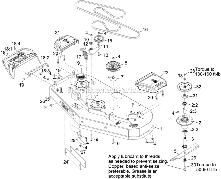 Deck Assembly Diagram and Parts List for VTS691KA524CA (314000000-314999999)(2014) Exmark Lawn Mower