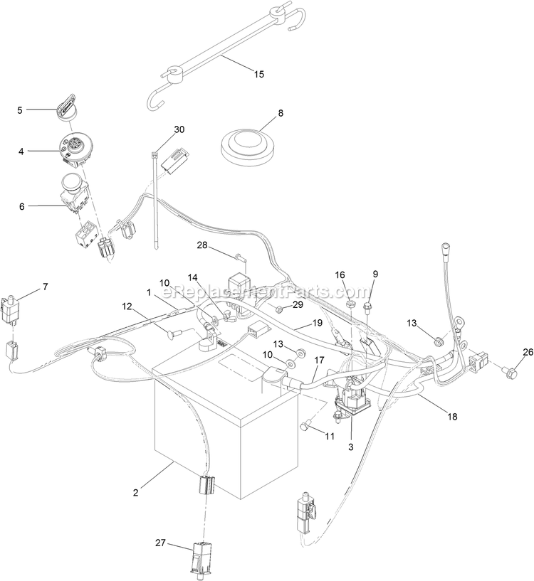 Electrical Assembly Diagram and Parts List for QZE600CKA42200 (406294345-999999999)(2020) Exmark Lawn Mower