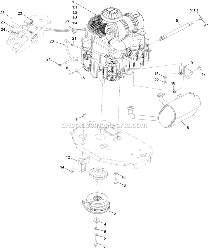Engine Assembly Diagram and Parts List for LZE751GKA524A2 (408644346-999999999)(2021) Exmark Lawn Mower