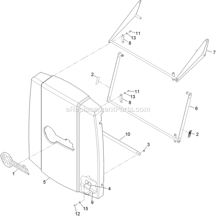 Hopper Door Diagram and Parts List for FRCK604 (600000-669999)(2006) Exmark Lawn Tractor Accessories