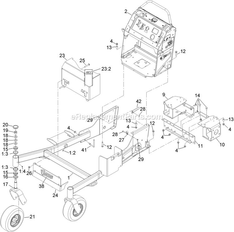 Mainframe Group Diagram and Parts List for VT24KAS484 (850000-919999)(2010) Exmark Lawn Mower