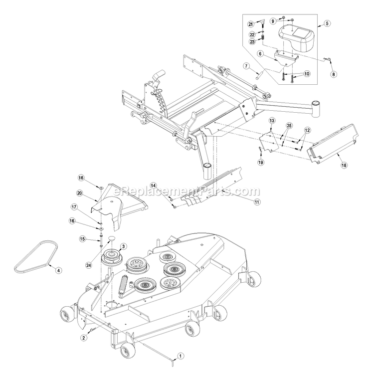 Weight And Belt Drive Components Diagram and Parts List for LZUVD60C (440000-509999)(2004) Exmark Lawn Tractor Accessories