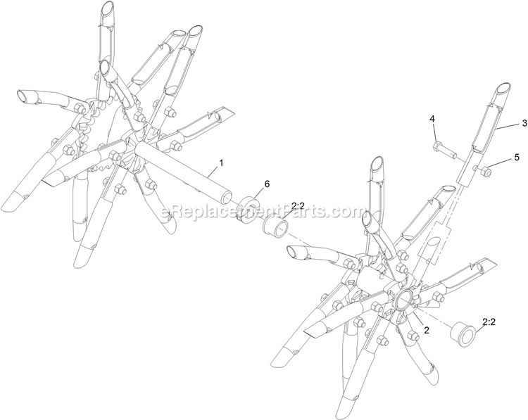 Rh Tine Wheel Assembly Diagram and Parts List for SAR481KA30 (312000000-312999999)(2012) Exmark Aerator