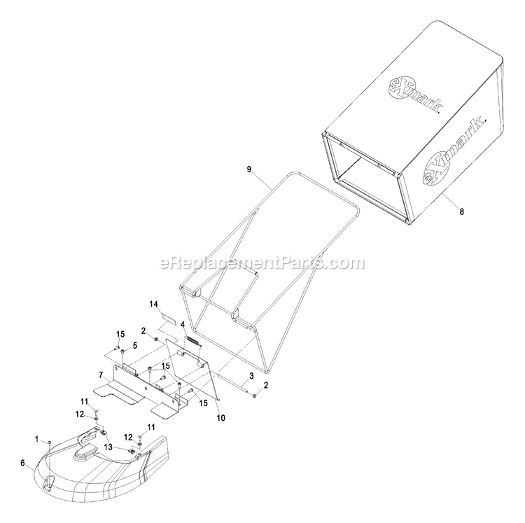 Discharge Door And Bag Assembly Diagram and Parts List for M266KASPC (510000-599999)(2005) Exmark Lawn Mower