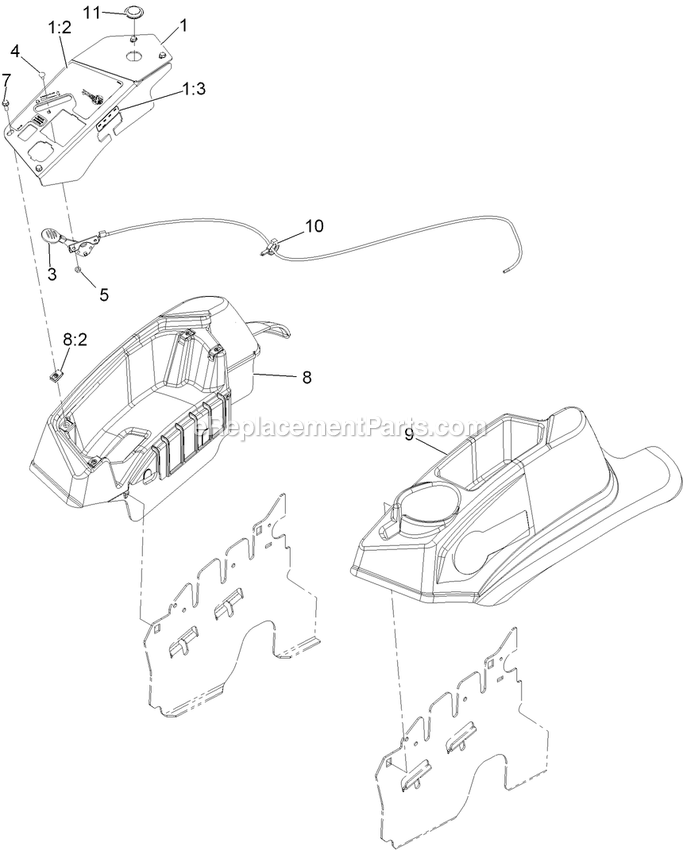 Controls Assembly Diagram and Parts List for LZS29PKA724 (920000-999999)(2011) Exmark Lawn Mower