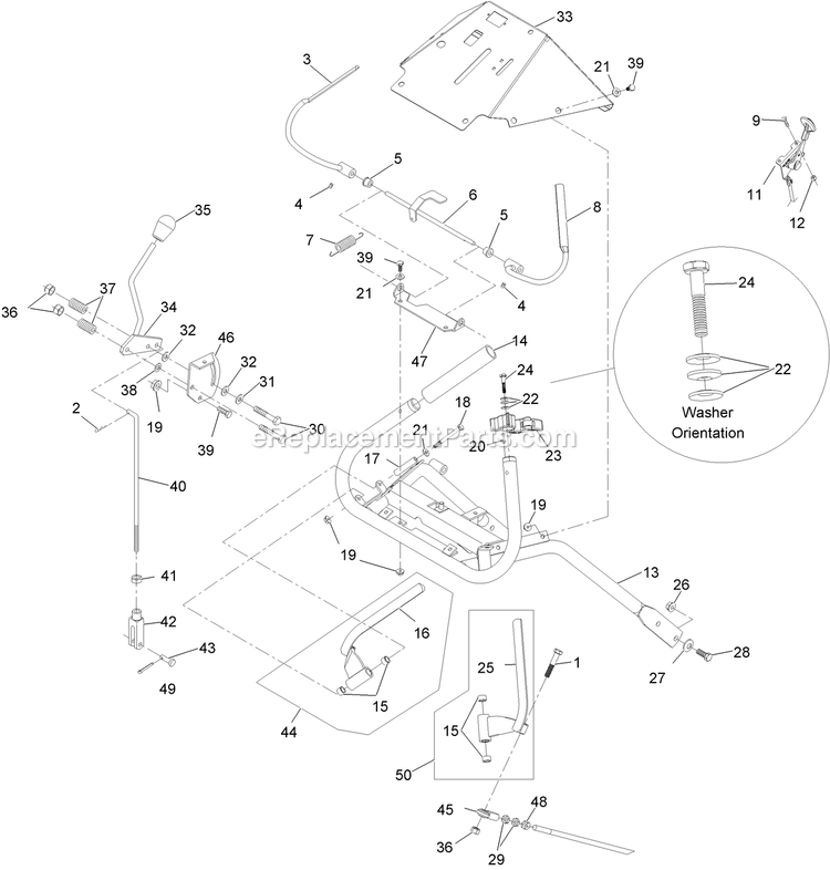 Ecs Upper Handles And Controls Assembly Diagram and Parts List for TTX24PKAE (920000-999999)(2011) Exmark Lawn Mower