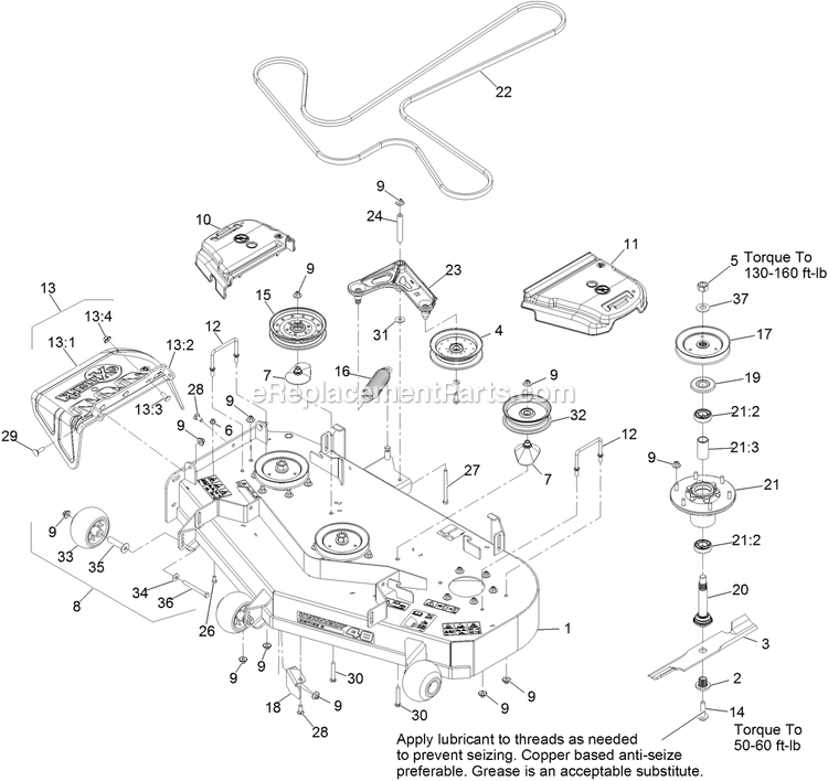 Deck Assembly Diagram and Parts List for PNS710GKC48300 (316000000-399999999)(2016) Exmark Lawn Mower